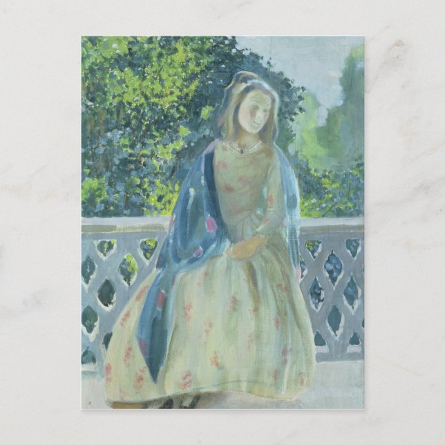Cartão Postal Rapariga em Balcony, 1900 (Frente)