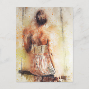 Cartão Postal Rapariga em uma Cobra d'água