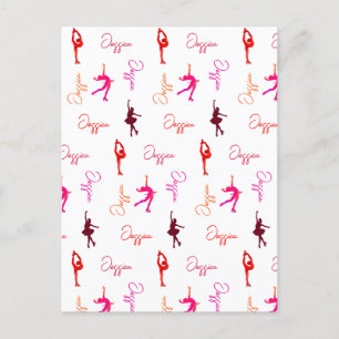 Cartão Postal Rapariga Figura Patinando Nome De Pele De Gelo Por