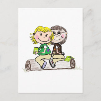 Cartão Postal Rapariga Júnior Brownie ao ar livre