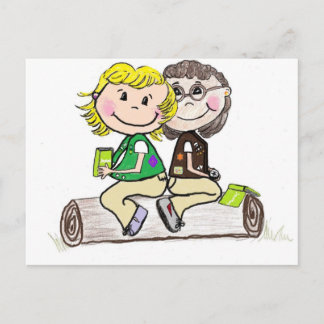 Cartão Postal Rapariga Júnior Brownie ao ar livre