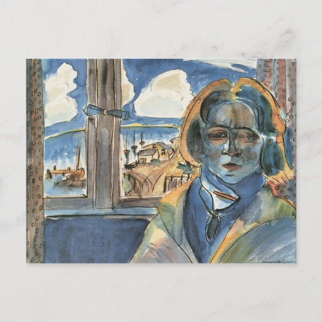 Cartão Postal Rapariga na janela (Sonia) por Walter Gramatte (Frente)