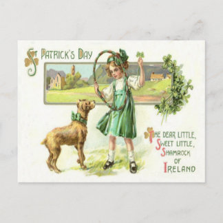 Cartão Postal Rapariga Shamrock Four Folaf Clover Dog Hoop