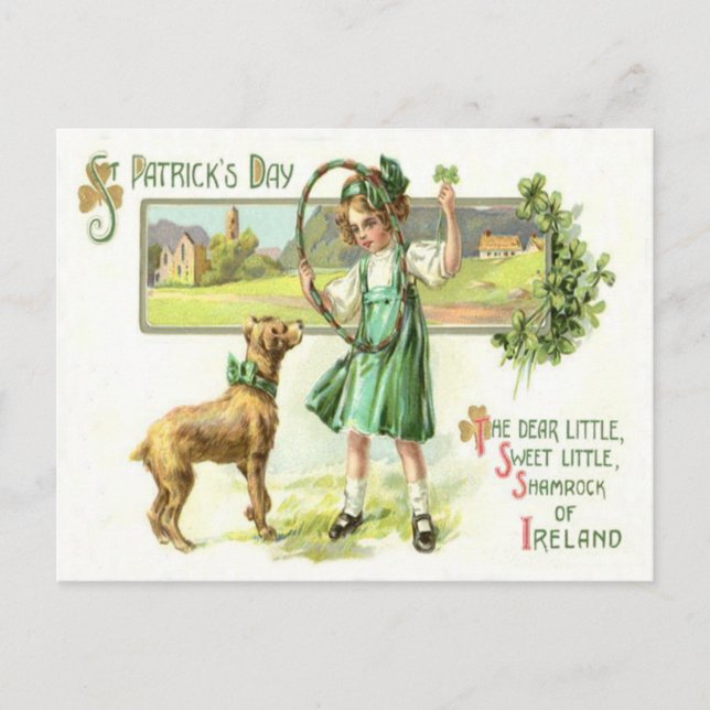 Cartão Postal Rapariga Shamrock Four Folaf Clover Dog Hoop (Frente)