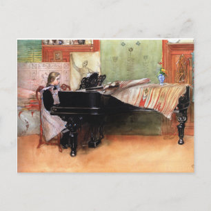Cartão Postal Rapariga Tocando Piano