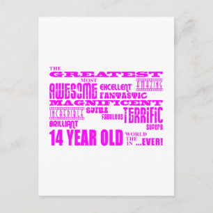 Cartão Postal Raparigas 14 de Aniversário: Rosa Maior 14 Anos