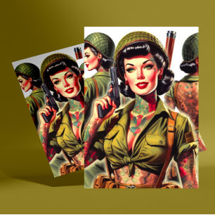 Cartão Postal Raparigas de Soldados Retro