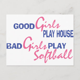 Cartão Postal Raparigas Más Jogam Softball