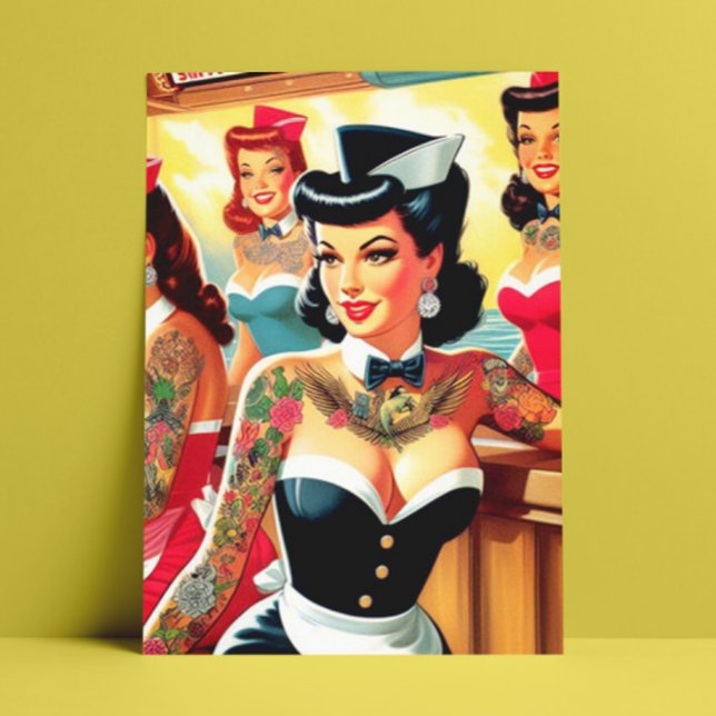 Cartão Postal Raparigas Retro Uniformes (Criador carregado)