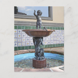 Cartão Postal Rapaz e fonte Sapo de Raffaello Romanelli