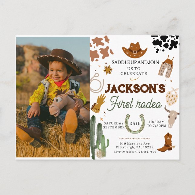Cartão Postal Rapaz Meu Primeiro primeiro aniversario de Rodeio (Frente)