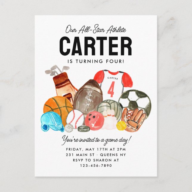 Cartão Postal Rapazes Modernos - Bolas Desportivas - Todos Anive (Frente)