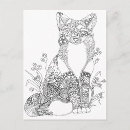 Cartão Postal Raposa Adulta Corante Arte Animal