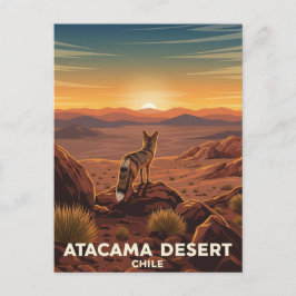 Cartão Postal Raposa Andina no Deserto do Atacama no Chile