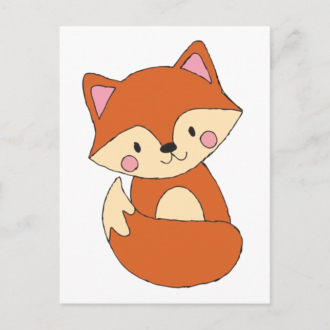 Cartão Postal Raposa Bebê Desenho Raposa Bela Arte Fox Design (Frente)