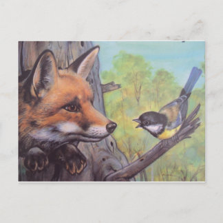 Cartão Postal raposa e passaro