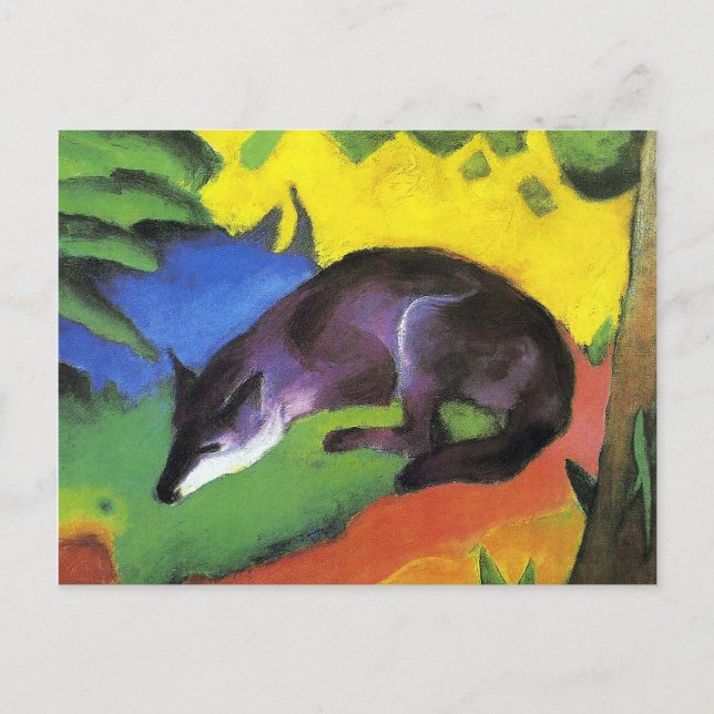 Cartão Postal Raposa negra azul de Franz Marc (Frente)