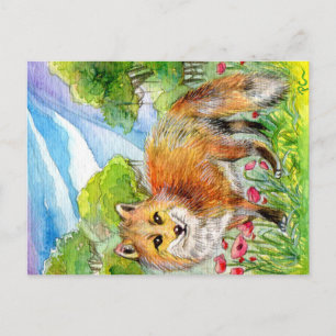 Cartão Postal Raposa no Campo de Papoila