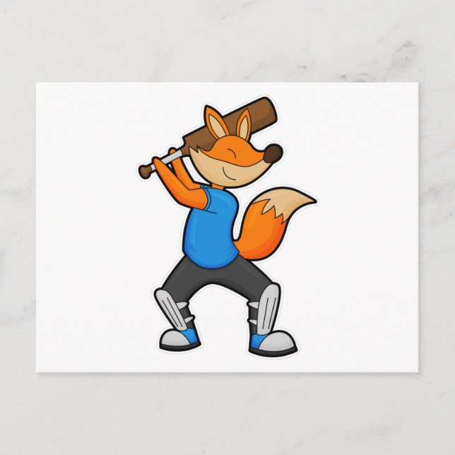 Cartão Postal Raposa no Cricket com morcego de Cricket (Frente)