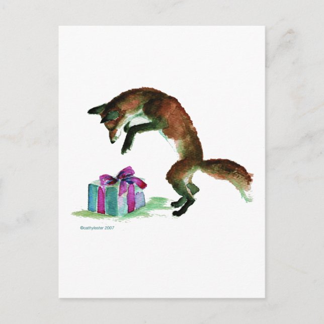Cartão Postal raposa presente (Frente)