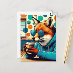 Cartão Postal Raposa Vermelha com Café