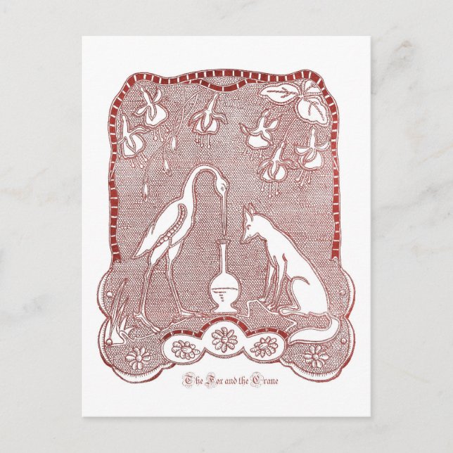 Cartão Postal Raposa vermelha e grua (Frente)