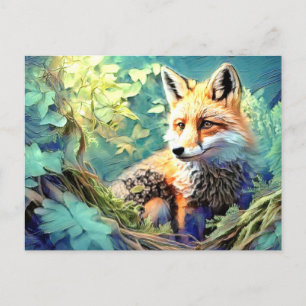 Cartão Postal Raposa Vermelha Florestal Selvagem - TRABALHO DE A