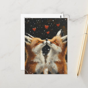 Cartão Postal Raposa Vermelha no Amor