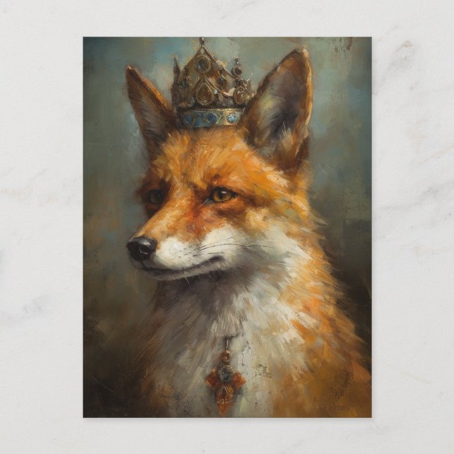 Cartão Postal Raposa Vermelha numa Coroa (Frente)