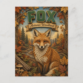 Cartão Postal Raposar Outono Floresta POPCUT