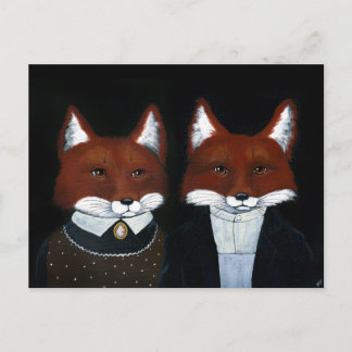 Cartão Postal Raposas Cachorros de Arte Folclórica, Cartão-posta