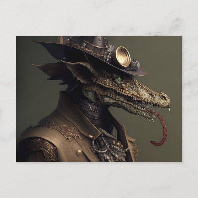 Cartão Postal Rascal Steampunk Dragon (Frente)