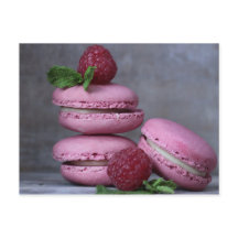 Raspberry Macarons Pink French Pastry Postcard