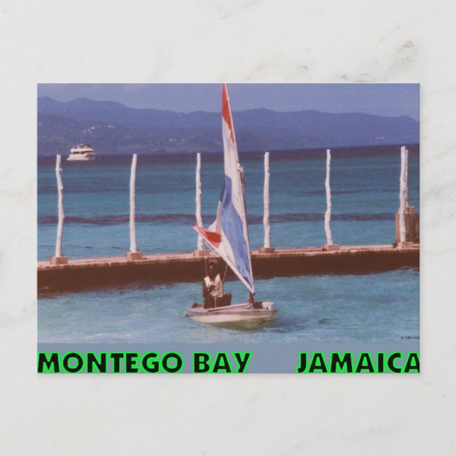 Cartão Postal Rasta em um veleiro, Montego Bay Jamaica (Frente)