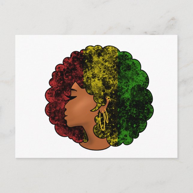 Cartão Postal Rasta negra mulher a verde-vermelha (Frente)