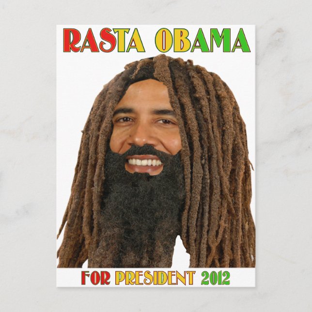 Cartão Postal Rasta Obama para o Presidente 2012 (Frente)