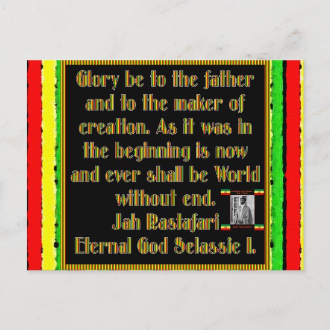 Cartão Postal Rasta Prayer Recitada antes da Cerimônia de Fumage (Frente)
