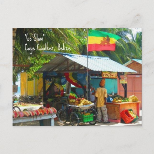 Cartão Postal Rasta Veggie Stand n Caye Caulker, Cartão-postal B (Frente)