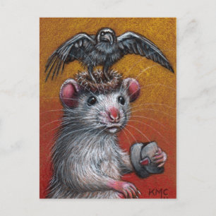 Cartão postal Rat Hat Raven