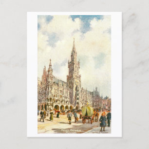 Cartão Postal Rathaus Antigo, Munique, Alemanha