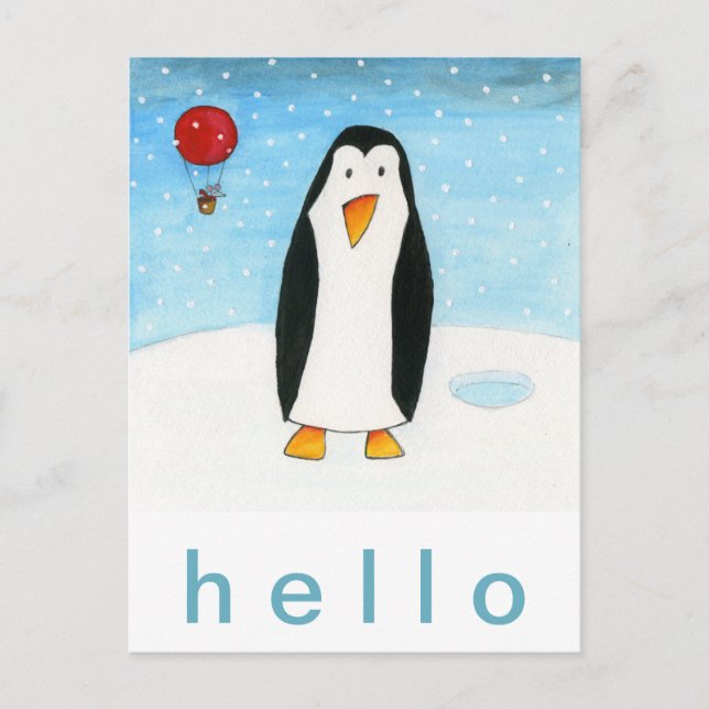 Cartão Postal Rato Balão e Pinguim (Frente)