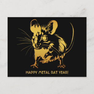 Cartão Postal Rato Bonito Adorável de Rato de Metal Chinês