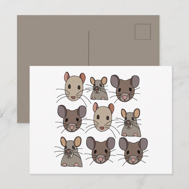 Cartão Postal Rato Camundongo Ratos (Frente/Verso)