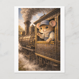 Cartão Postal Rato Carreira como Motorista de Trem