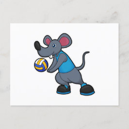 Cartão Postal Rato como jogador de volei com bola de volei