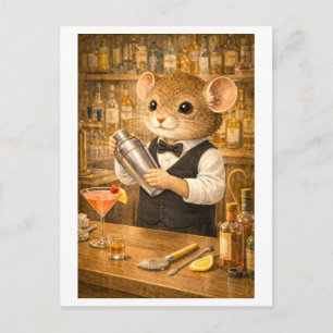 Cartão Postal Rato de carreira como barman
