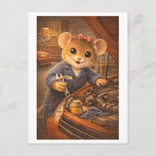 Cartão Postal Rato de Carreira como Mecânico
