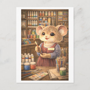 Cartão Postal Rato de carreira na loja de suprimentos de arte