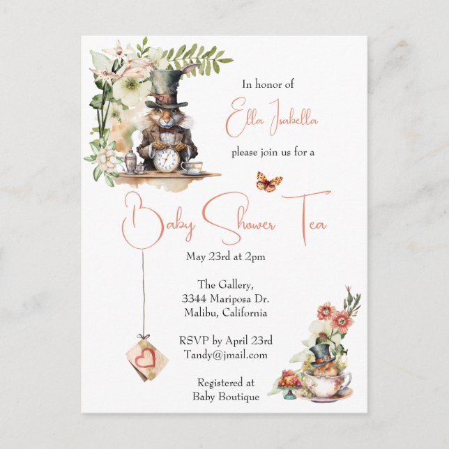 Cartão Postal Rato-de-coelho branco e rato-de-chá vitoriano (Frente)