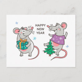 Cartão Postal Rato de Feliz ano novo engraçado